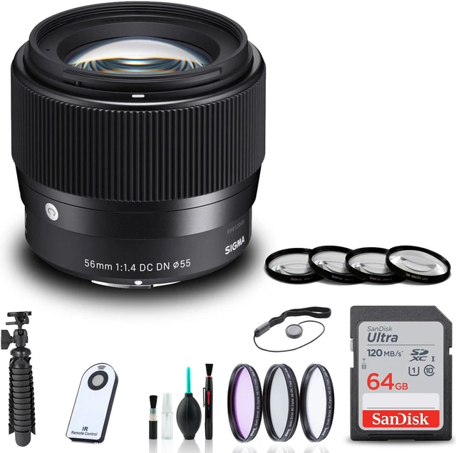 Alt view image 2 of 2 - Sigma 56mm f/1.4 DC DN Contemporary Lens for Canon EF-M + 64GB SD Card Bundle