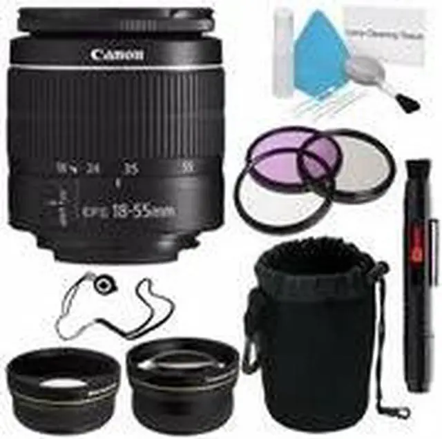 Alt view image 3 of 3 - Canon EF-S 18-55mm f/3.5-5.6 III Lens (International Model) + 58mm Wide Angle Lenses + 58mm 3 Piece Filter Kit + Deluxe