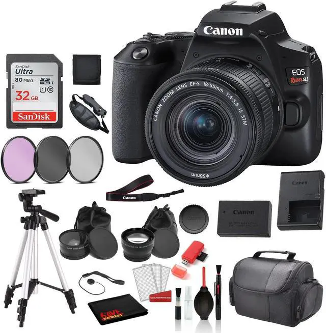 Alt view image 4 of 4 - Canon EOS Rebel SL3 Digital SLR Camera with 18-55mm Lens Bundle + SanDisk 32gb SD Card + 3PC Filter Kit + MORE