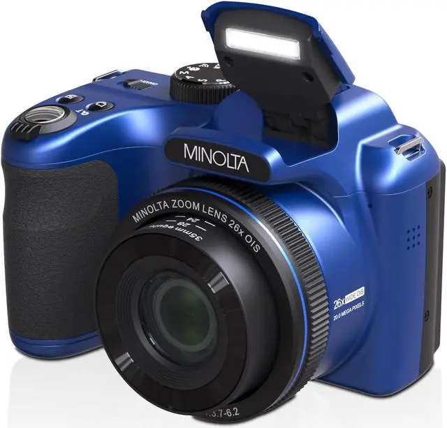 Alt view image 3 of 3 - Minolta 20 Mega Pixels 26x Optical Zoom Digital Camera with 1080p FHD Video, Blue