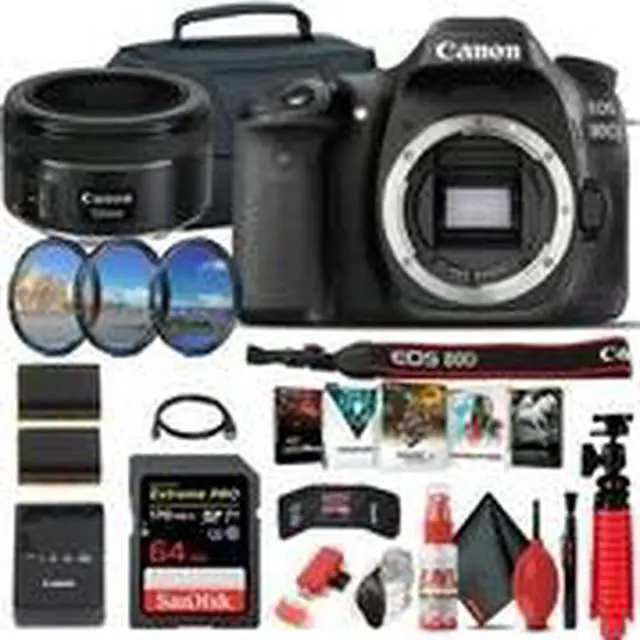Alt view image 2 of 3 - Canon EOS 80D DSLR Camera (Body Only) (1263C004) + EF 50mm Lens + 64GB Advanced Bundle