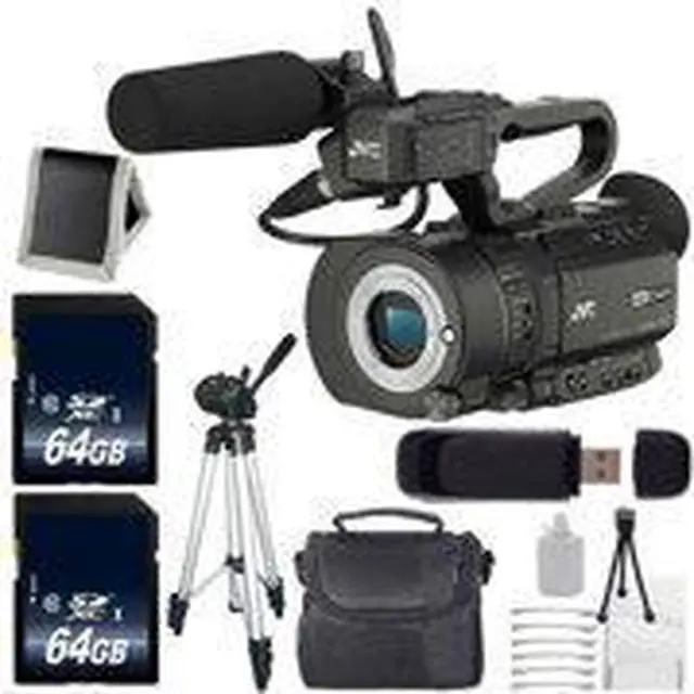 Alt view image 2 of 3 - JVC GY-LS300 4KCAM Handheld S35mm Camcorder (Body Only) + 64GB SDXC Class 10 Memory Card + Full Size Tripod + Carrying Case + SD Card USB Reader + Memory Card Wallet + Deluxe Starter Kit 6AVE Bundle