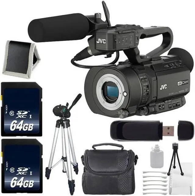 Alt view image 3 of 3 - JVC GY-LS300 4KCAM Handheld S35mm Camcorder (Body Only) + 64GB SDXC Class 10 Memory Card + Full Size Tripod + Carrying Case + SD Card USB Reader + Memory Card Wallet + Deluxe Starter Kit 6AVE Bundle