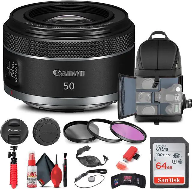 Alt view image 3 of 3 - Canon RF 50mm f/1.8 STM Lens (4515C002) + Filter + BackPack + 64GB Card + More