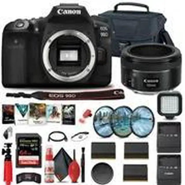 Alt view image 2 of 3 - Canon EOS 90D DSLR Camera (Body Only) (3616C002) + Canon EF 50mm Lens Outdoor Bundle