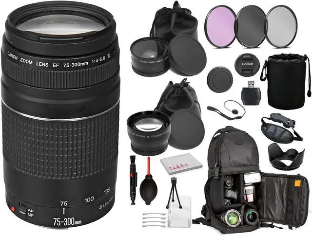 Alt view image 4 of 4 - Canon EF 75-300mm f/4-5.6 III Lens (6473A003)  Includes: DSLR Sling Backpack, 3PC filter Kit,  + More