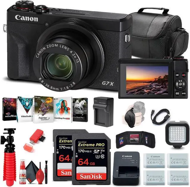 Alt view image 3 of 3 - Canon PowerShot G7 X Mark III Digital Camera (3637C001) + 2 x 64GB Cards + More