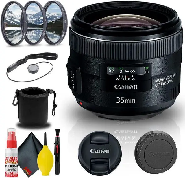 Alt view image 2 of 2 - Canon EF 35mm f/2 IS USM Lens (5178B002) + Filter Kit + Lens Pouch Base Bundle