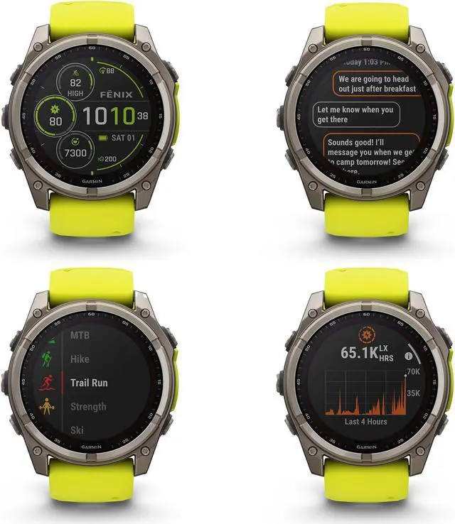 Alt view image 3 of 4 - fenix 8  51 mm, Solar, Sapphire, Titanium with Amp Yellow/Graphite Silicone