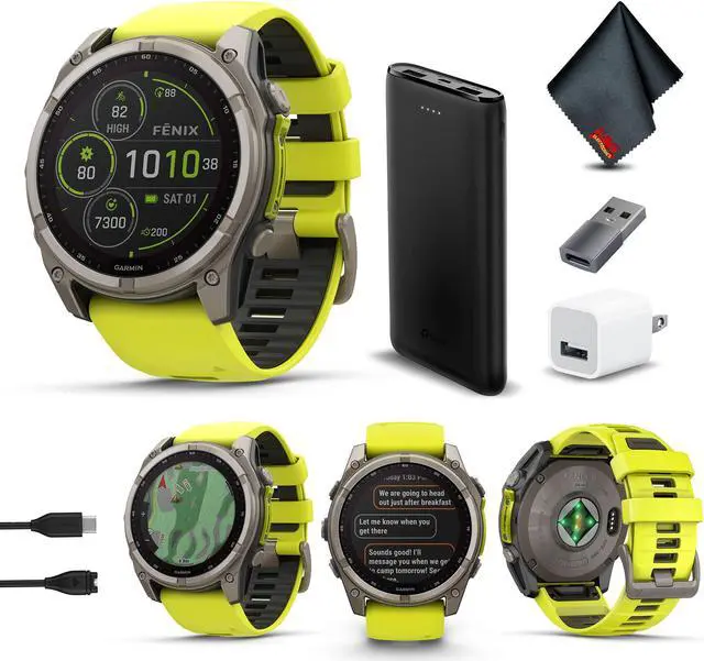Main image of fenix 8  51 mm, Solar, Sapphire, Titanium with Amp Yellow/Graphite Silicone