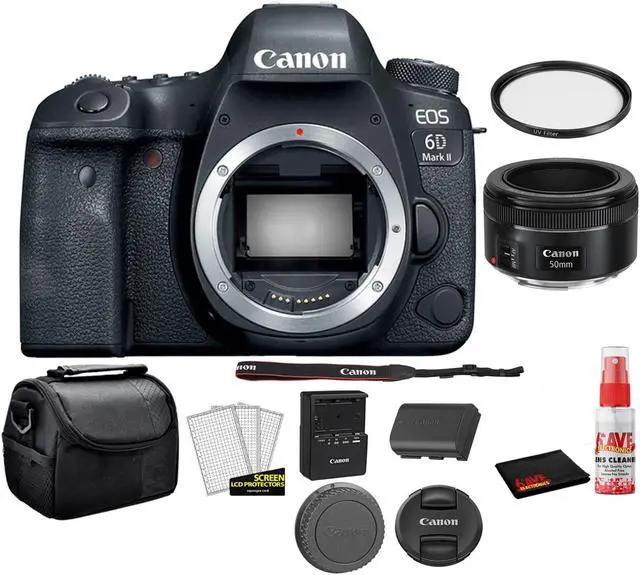 Alt view image 2 of 2 - Canon EOS 6D Mark II 26.2MP Full Frame Digital SLR Camera (Body) 1897C002 Bundle Kit with Canon EF 50mm f/1.8 STM Lens + More