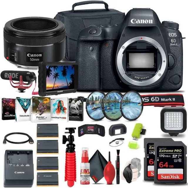 Alt view image 2 of 2 - Canon EOS 6D Mark II DSLR Camera (1897C002) + 4K Monitor + Canon EF + More