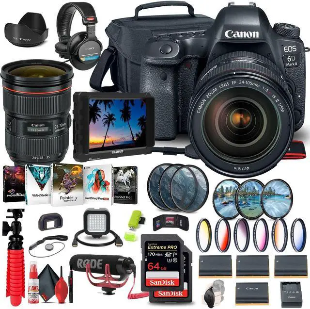Alt view image 2 of 2 - Canon EOS 6D Mark II Camera with 24-105mm f/4L II Lens (1897C009) Extreme All in one Bundle