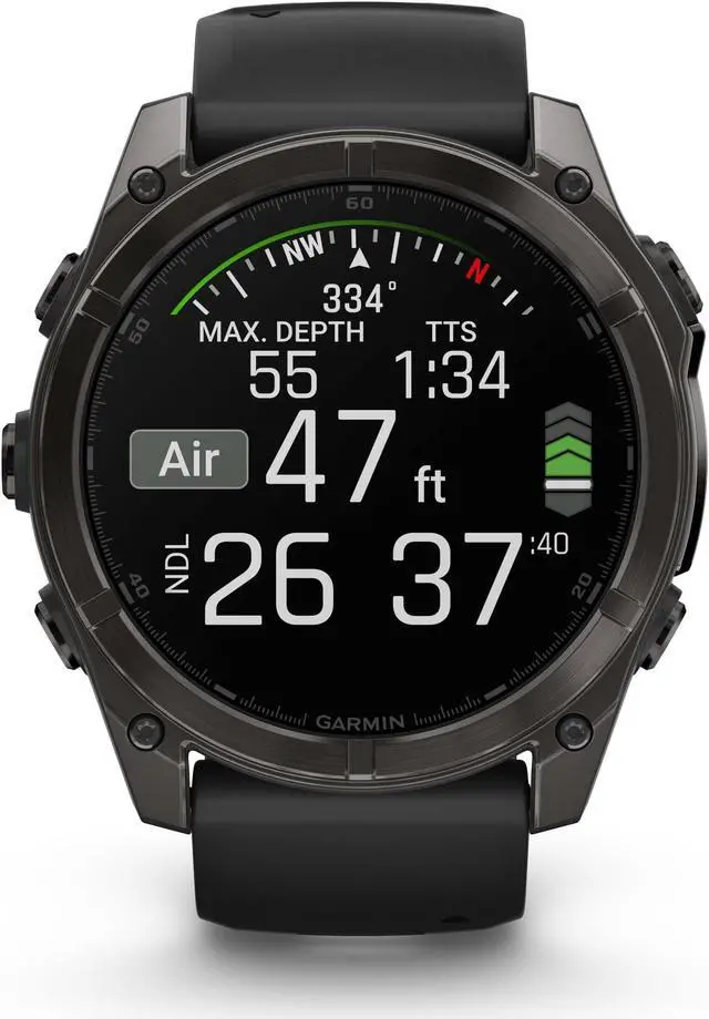 Alt view image 2 of 4 - fenix 8 51mm AMOLED Sapphire Carbon Gray DLC Titanium with Black Gray Silicone
