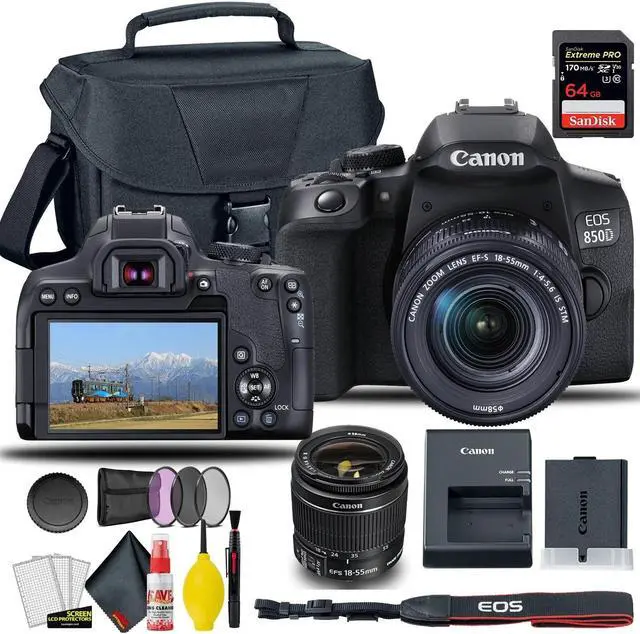 Alt view image 4 of 4 - Canon EOS 850D / Rebel T8i DSLR Camera with 18-55mm Lens 58mm Filters International Bundle