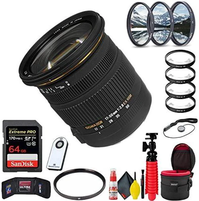 Sigma 17-50mm f/2.8 EX DC OS HSM Lens for Nikon F + Accessories