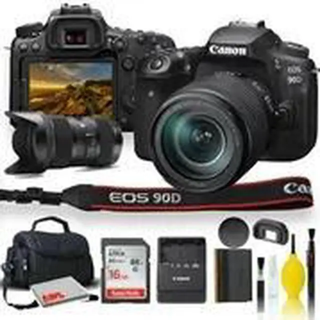 Alt view image 2 of 3 - Canon EOS 90D DSLR Camera with 18-135mm Lens, Sigma 18-35mm Lens, Soft Padded Case, Memory Card, and More