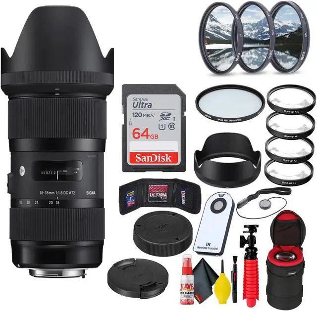 Alt view image 2 of 2 - Sigma 18-35mm f/1.8 DC HSM Art Lens for Canon EF + 64GB SD Card Bundle