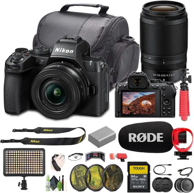 Main image of Nikon Z50II Mirrorless Camera + 16-50mm & 50-250mm Lenses + Rode Microphone