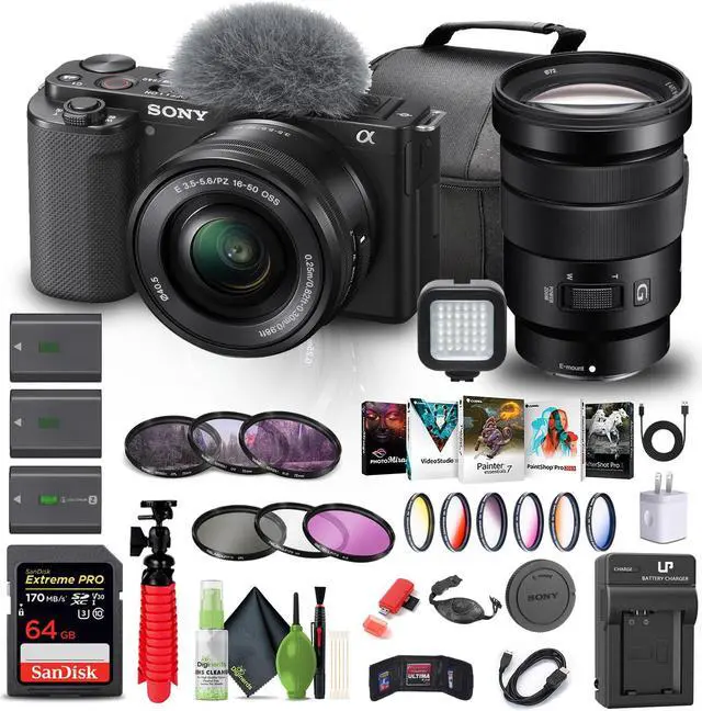 Main image of Sony Alpha ZV-E10 II Mirrorless Camera W/ 16-50mm Lens + Sony 18-105mm Lens + 64GB + More