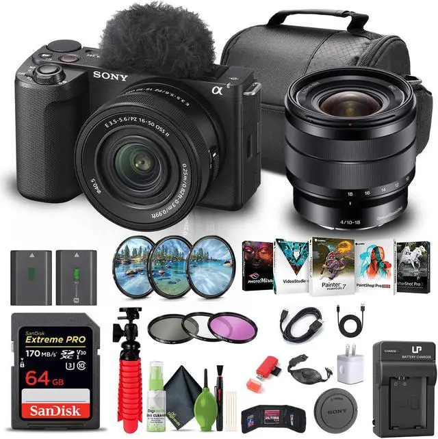Main image of Sony Alpha ZV-E10 II Mirrorless Camera W/ 16-50mm Lens + Sony E 10-18mm Lens + More