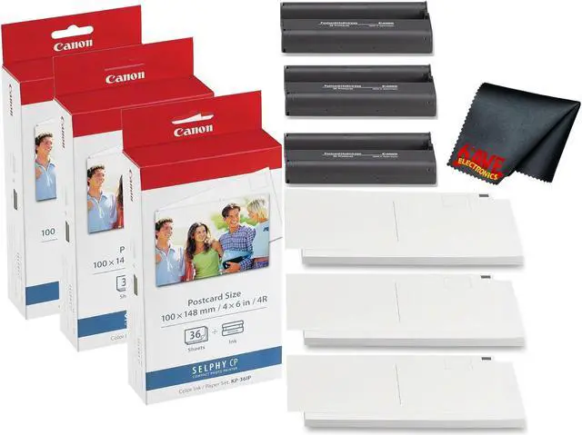 Main image of Canon KP-36IP Color Ink and Photo Paper Set 4"x 6" for Canon Selphy Printers (108 Sheets) Bundle