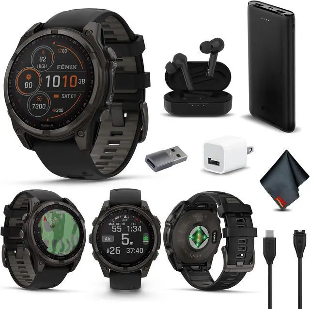 Main image of fenix 8 47mm Solar Sapphire Carbon Gray DLC Titanium with Black Gray Silicone