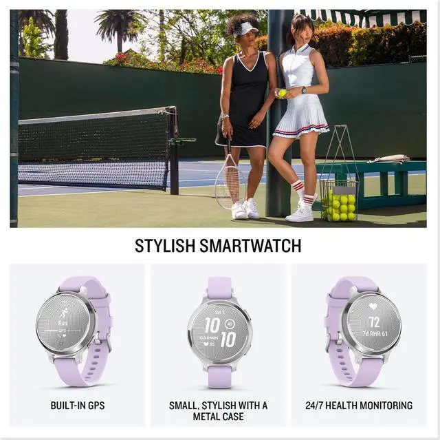Alt view image 2 of 4 - Garmin Lily 2, Small and Stylish Smartwatch Cream Gold with Coconut Bundle