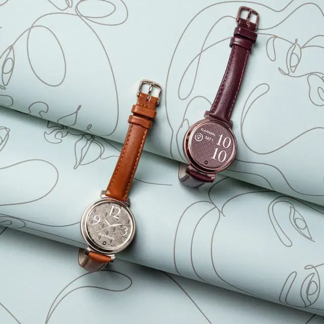 Alt view image 2 of 4 - Garmin Lily 2 Classic, Small and Stylish Smartwatch Cream Gold with Tan Bundle