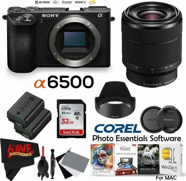 Main image of Sony Alpha a6500 Mirrorless Digital Camera (Body Only) International Version + FE 28-70mm f/3.5-5.6 Lens Bundle