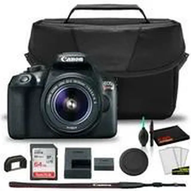 Alt view image 2 of 3 - Canon EOS Rebel T6 DSLR Camera with 18-55mm Lens (1159C003) +  EOS Bag +  Sandisk Ultra 64GB Card + Clean and Care Kit