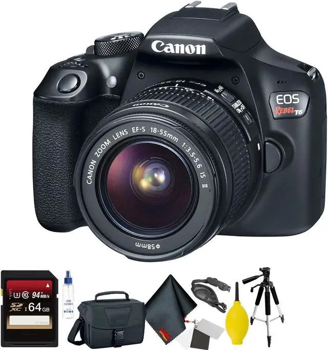 Alt view image 4 of 4 - Canon EOS Rebel T6 DSLR Camera with 18-55mm Lens + 64GB Memory Card + Mega Accessory Kit + Deluxe Accessories Bundle