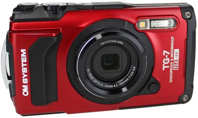 Alt view image 3 of 13 - OM System TG-7 12 Megapixel Compact Camera (Red)