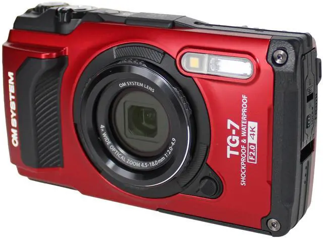 Alt view image 4 of 13 - OM System TG-7 12 Megapixel Compact Camera (Red)