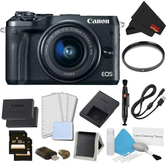 Main image of Canon EOS M6 Mirrorless Digital Camera with 15-45mm Lens (Black) Pro Bundle - Intl Model