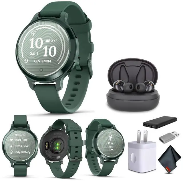 Main image of Garmin Lily 2 Active, Small and Stylish Smartwatch, Jasper Green Bundle