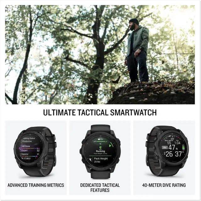 Alt view image 3 of 4 - Garmin tactix 8 51mm, AMOLED Display, Premium Tactical GPS Smartwatch, Includes Applied Ballistics Ultralight Solver