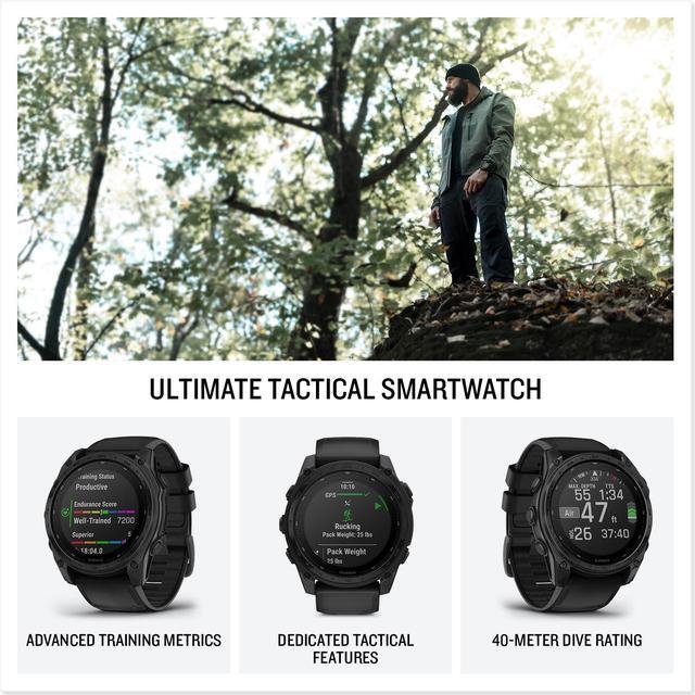 Alt view image 3 of 4 - Garmin tactix 8 51mm, Solar Charged Display, Elite, Premium Tactical GPS Smartwatch, Includes Applied Ballistics Elite Solver, Titanium Bezel, Sapphire Lens, 40-Meter Dive Rating