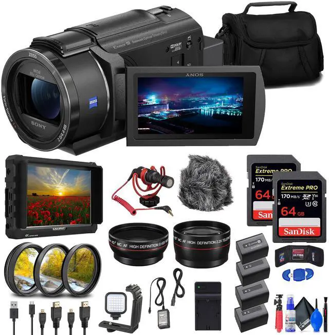 Main image of Sony FDR-AX43 UHD 4K Handycam Camcorder + 4K Monitor + 2 x 64GB Cards + More