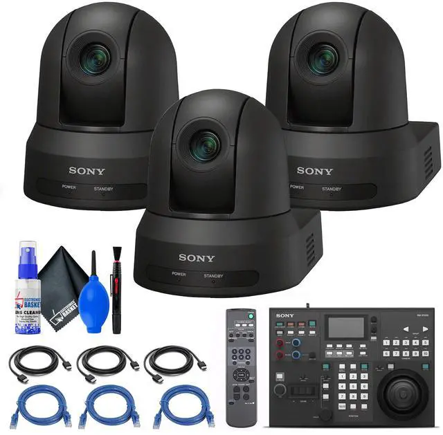 Main image of 3x Sony SRG-X40UH PTZ Camera (Black) + RM-IP500/1 Remote Controller + Cables