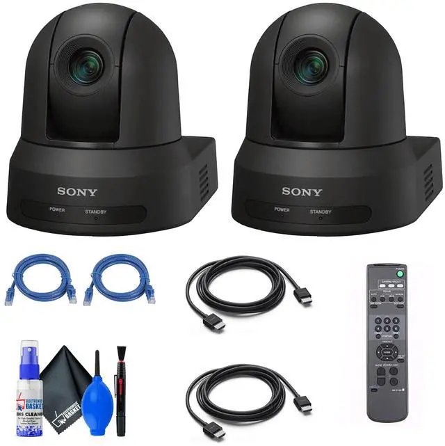 Main image of 2x Sony SRG-X40UH PTZ Camera (Black) + 2x Ethernet & HDMI Cables + Cleaning Set