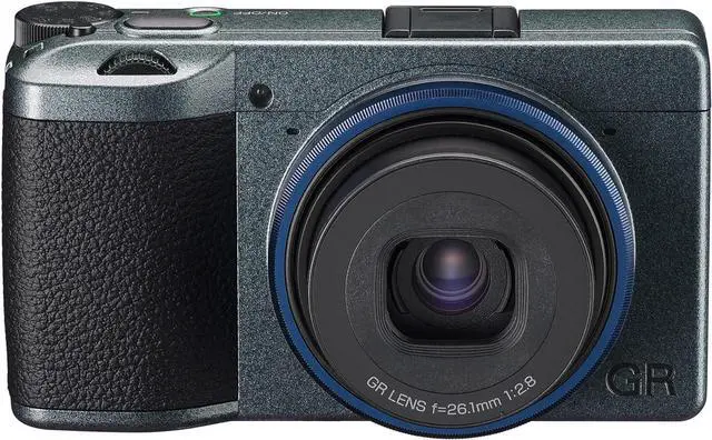 Alt view image 4 of 5 - Ricoh GR IIIx Urban Edition, Metallic Gray Body with Navy Blue Ring, Digital Compact Camera with 24MP APS-C Size CMOS Sensor, 40mmF2.8 GR Lens (in The 35mm Format)
