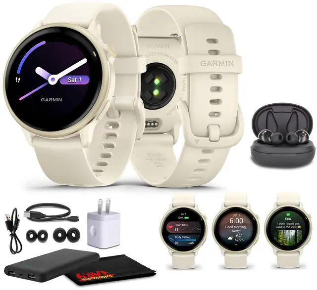 Main image of Garmin Vivoactive 6 Smartwatch Lunar Gold with Bone Silicone