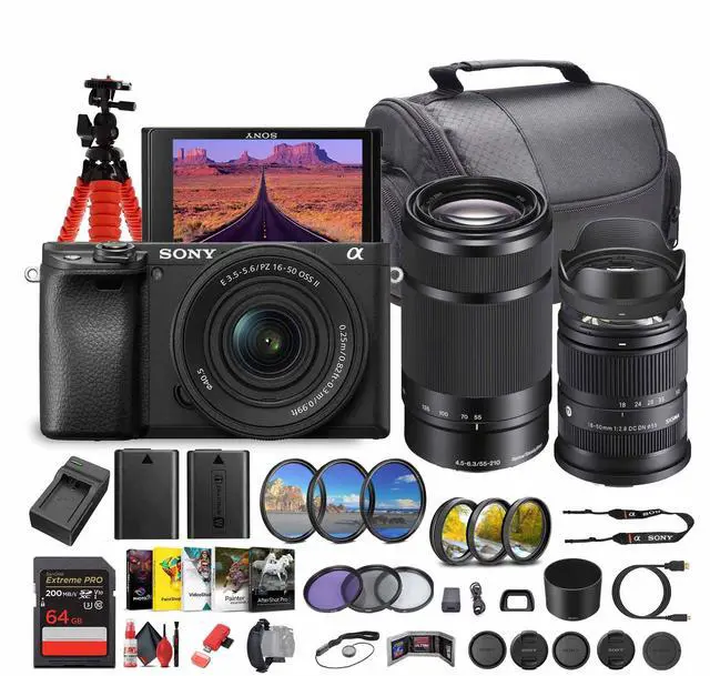 Main image of Sony Alpha a6100 Mirrorless Camera with 16-50mm OSS II and 55-210mm Zoom Lenses - Bundle