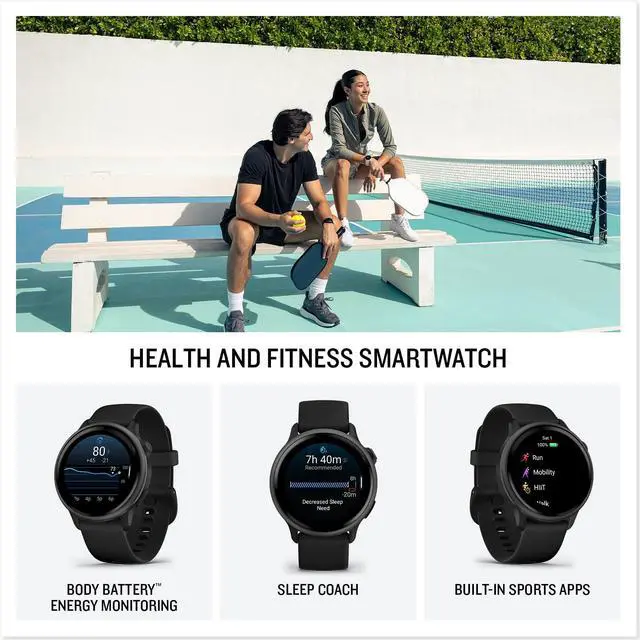 Alt view image 2 of 16 - Garmin vívoactive® 6, Health and Fitness GPS Smartwatch, AMOLED Display, Up to 11 Days of Battery, Slate with Black Band
