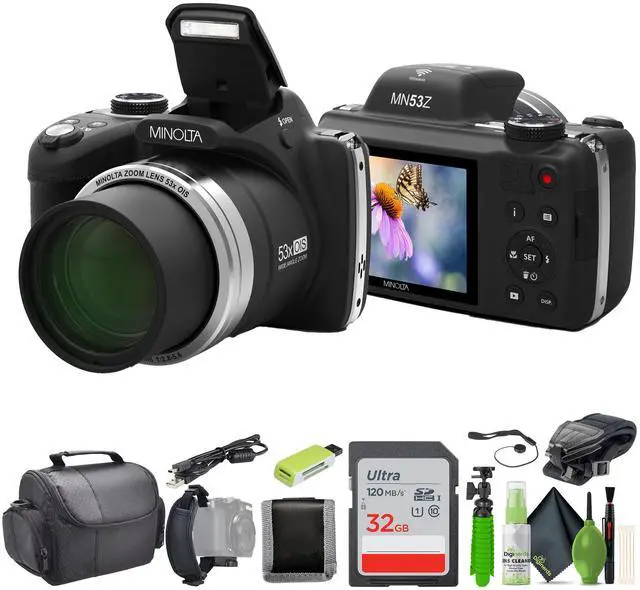 Main image of Minolta Pro Shot MN53Z 16 MP HD Digital Camera with 53x Zoom, 1080p HD Video Bundle (Black)