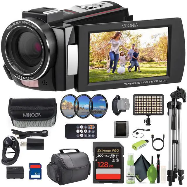 Main image of Minolta MN4K25NV 4K Ultra HD 30 MP Night Vision Camcorder (Black) Bundle kit