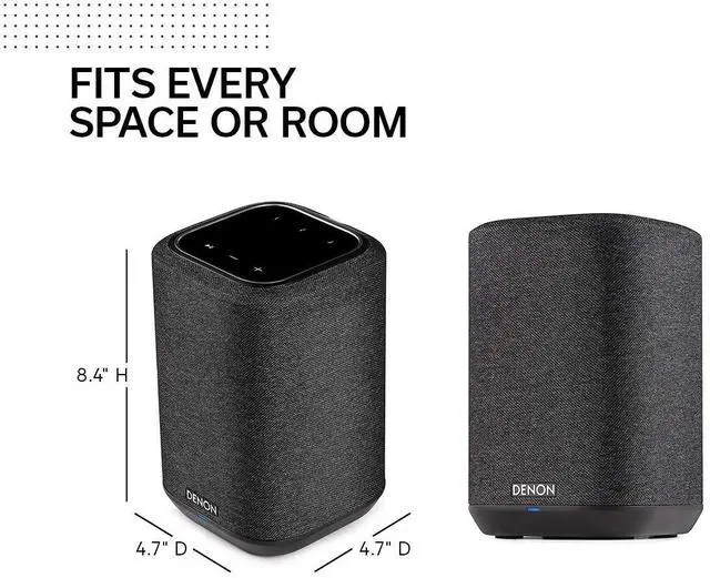 Alt view image 3 of 7 - Denon Home 150 Wireless Smart Speaker â Compact Design, Wi-Fi & Bluetooth, HEOS Built-in, Alexa Built-in, Siri & AirPlay 2, Spotify Connect, Multi-Room Support, Black