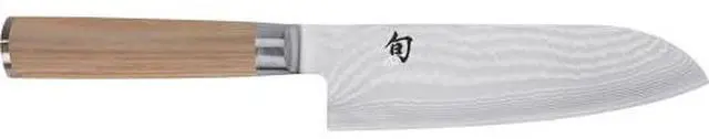 Main image of Shun Classic Blonde 7" Santoku Knife, Handcrafted Japanese All Purpose Knife, VG-MAX Core with Damascus Stainless Steel Cladding, Pakkawood Handle, Versatile Japanese Cutting Tool