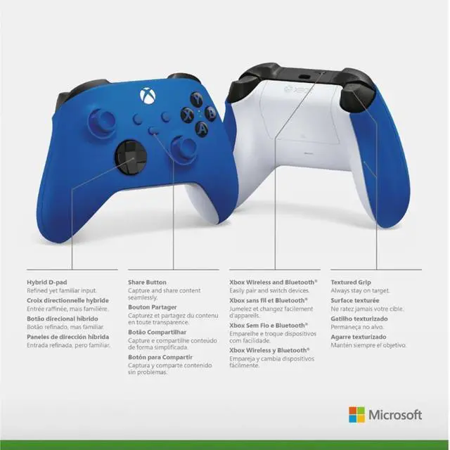 Alt view image 3 of 3 - Microsoft QAU-00065 Xbox Special Edition Wireless Controller Shock Blue 2 Pack